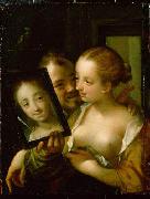 Hans von Aachen, Scherzendes Paar mit einem Spiegel